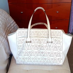 Coach Taylor White Eyelet Leather Shoulder Tote